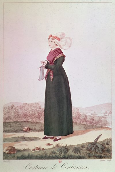 Coutancesin naisten puku, kaiverrus Georges Jacques Gatine tekijältä Louis-Marie Lante